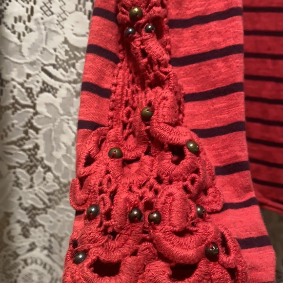 FREE PEOPLE HARD CANDY TOP RED/NAVY STRIPE SZ LG - Picture 3 of 4